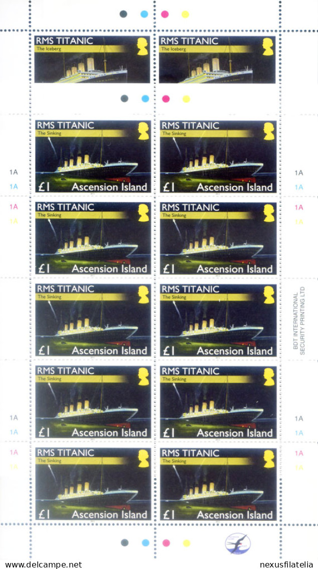Transatlantico "Titanic" 2012. 4 Minifogli. - Ascension (Ile De L')