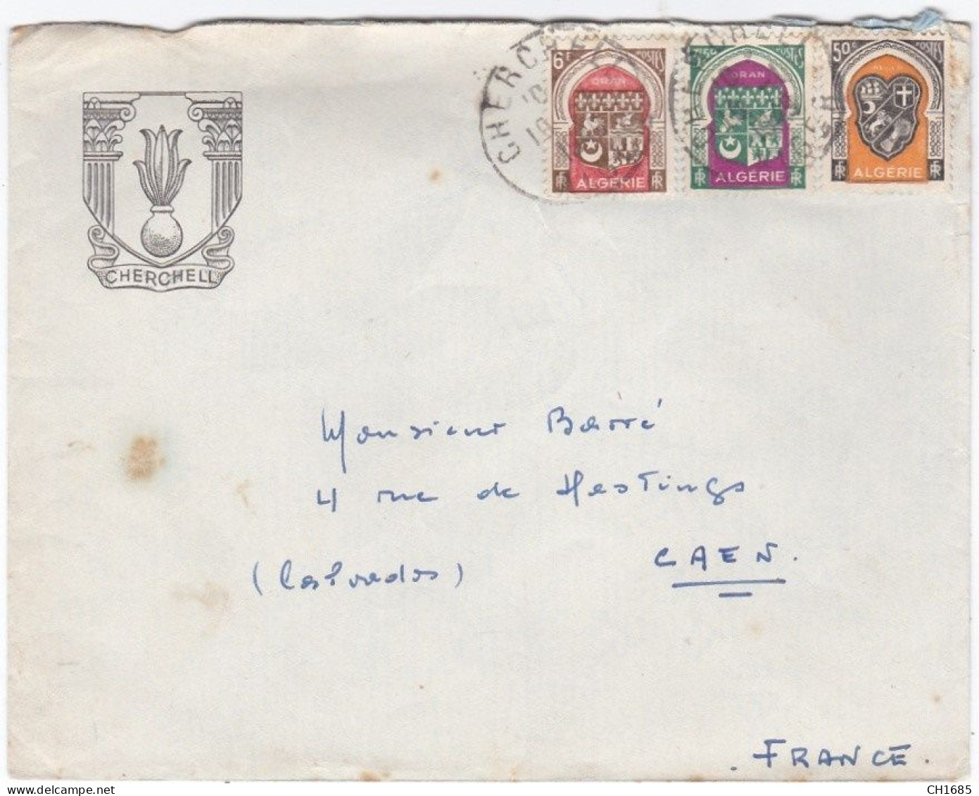 ALGERIE : Blasons Oran X 2 Et Alger Sur Lettre De Cherchell - Lettres & Documents