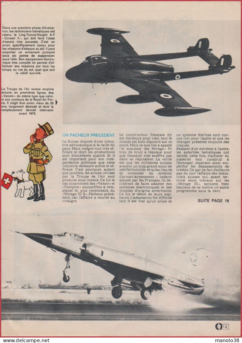 L'armée Helvétique, Renouvelle Son Aviation. Suisse. Le Choix Entre Divers Avions. Avion. Aviation. Reportage. 1970 - Documents Historiques