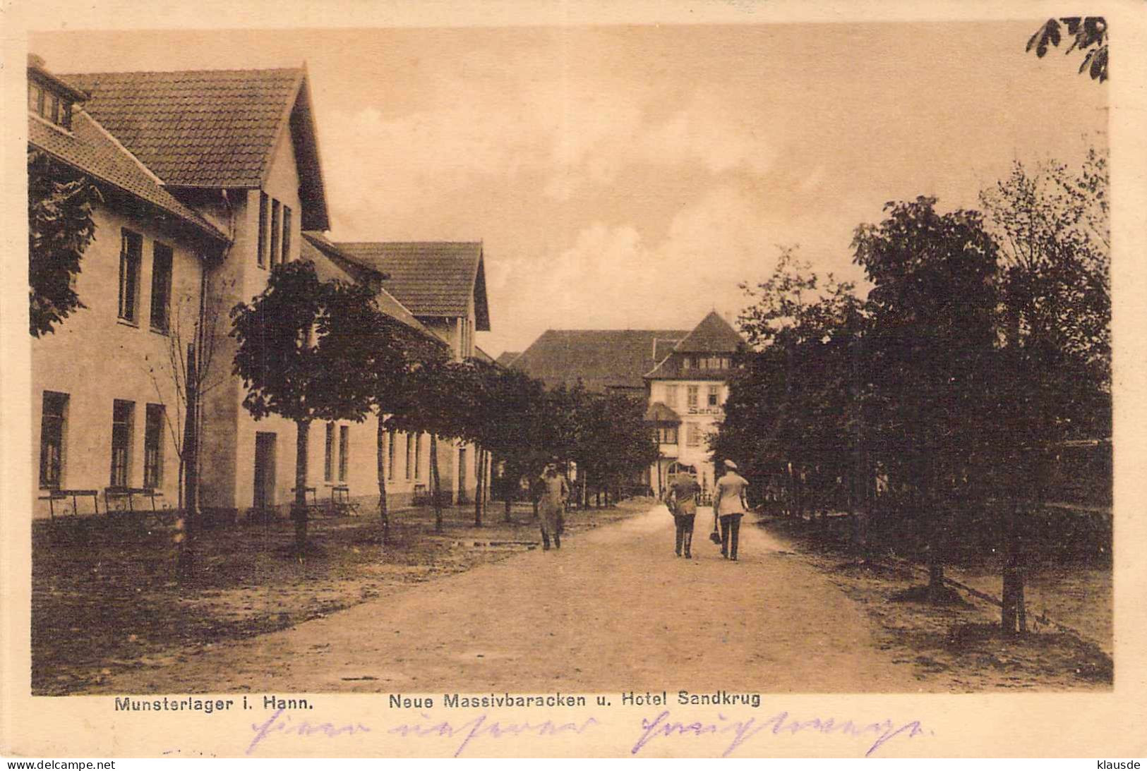 Munsterlager I.Hann. - Neue Massivbaracken U.Hotel Sandkrug Gel.1916 Feldpost - Munster