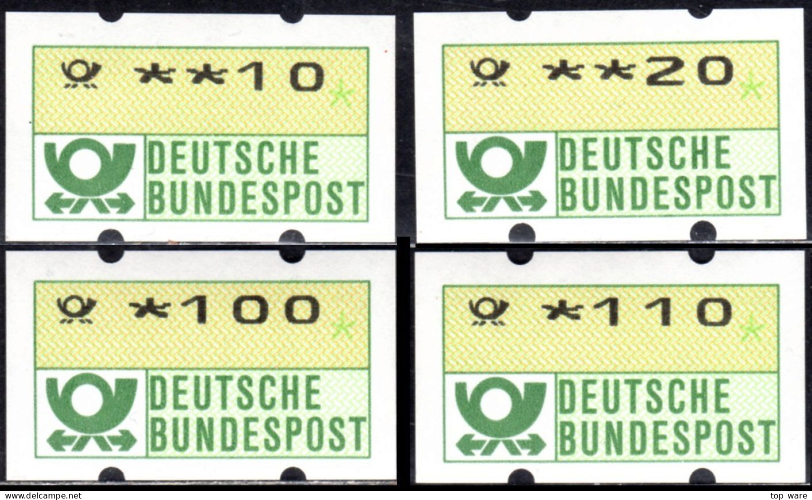 Deutschland Bund ATM 1 F Hu / Fehlverwendung Sielaff Posthornaufdruck Restwertsatz RS1 Postfrisch - Timbres De Distributeurs [ATM]