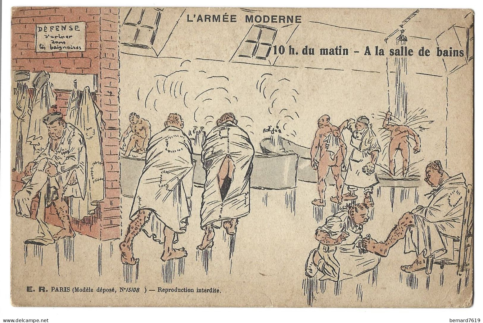 Militaire - Humoristique - L'armee Moderne  - 10 H Du Matin  Salle De Bain - Humour