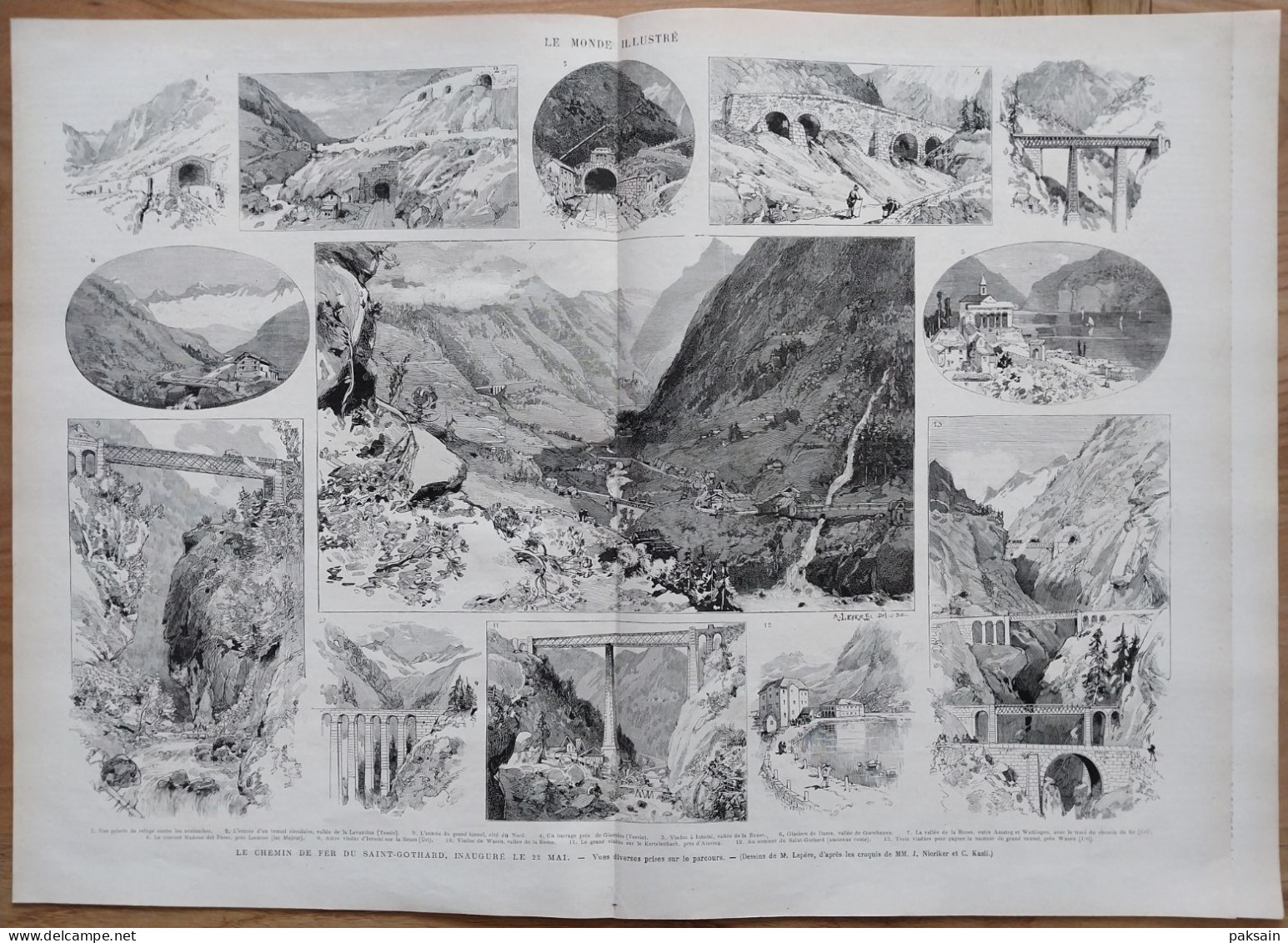 Le Monde Illustré 1882 Paris / Le Chemin De Fer Du Saint-Gothard Suisse / Tahiti Danses Tahitiennes à Papeete Pomaré V - Revistas - Antes 1900