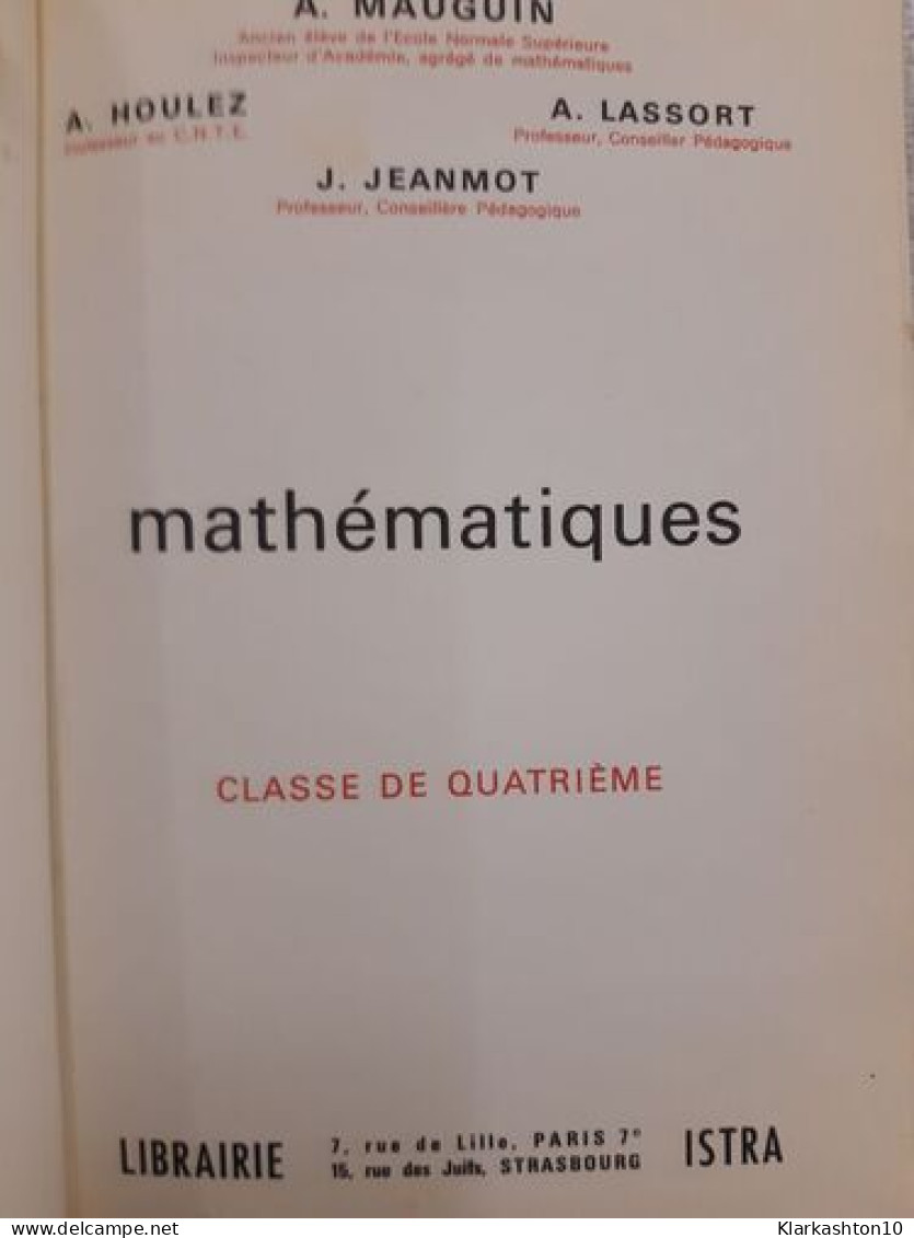 Mathematiques Classe 4ª - Autres & Non Classés