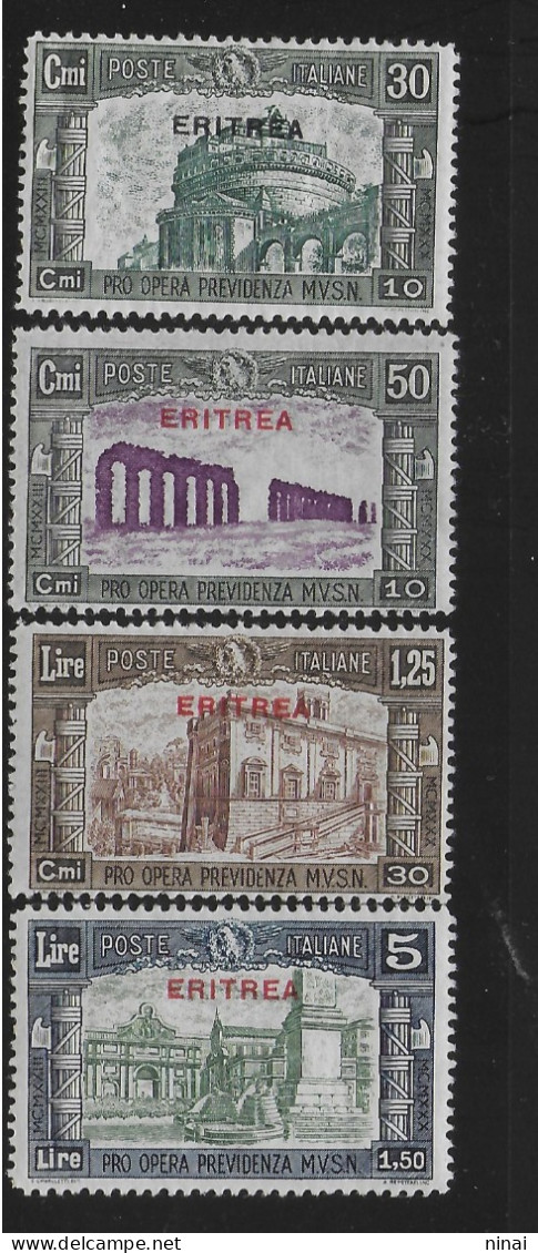 ERITREA 1930 " MILIZIA 3a " 4 VALORI COMPLETA * APPENA LINGUELLATA SASSONE €. 430,00++ B649 - Eritrea