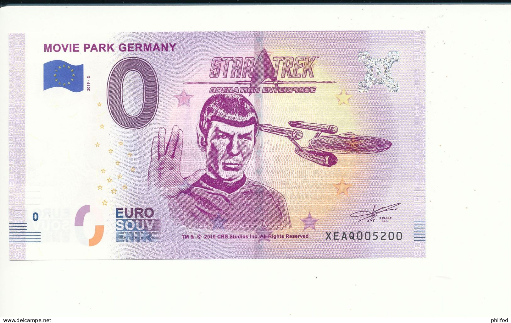 2019-2 - Billet Souvenir - 0 Euro - MOVIE PARK GERMANY - XEAQ - N° 5200 - Privatentwürfe