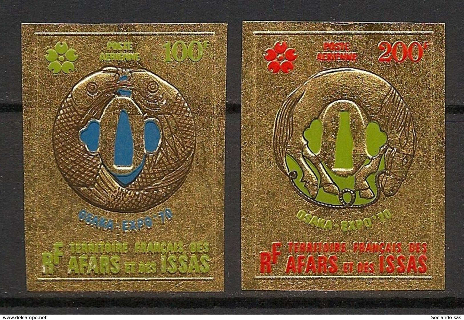 AFARS ET ISSAS - 1970 - PA N°YT. 64 à 65 - Osaka - GOLD - Non Dentelé / Imperf. - Neuf Luxe ** / MNH / Postfrisch - Ungebraucht