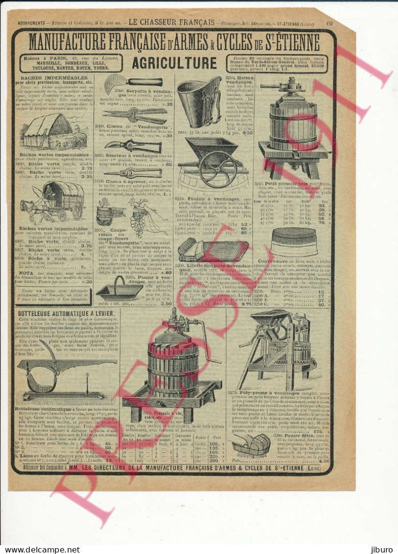 Publicité1911 Outils Vigne Serpette Sécateur Coupe-raisin Vendange Pressoirs à Vin Petit Pressoir Botteleuse Agriculture - Advertising
