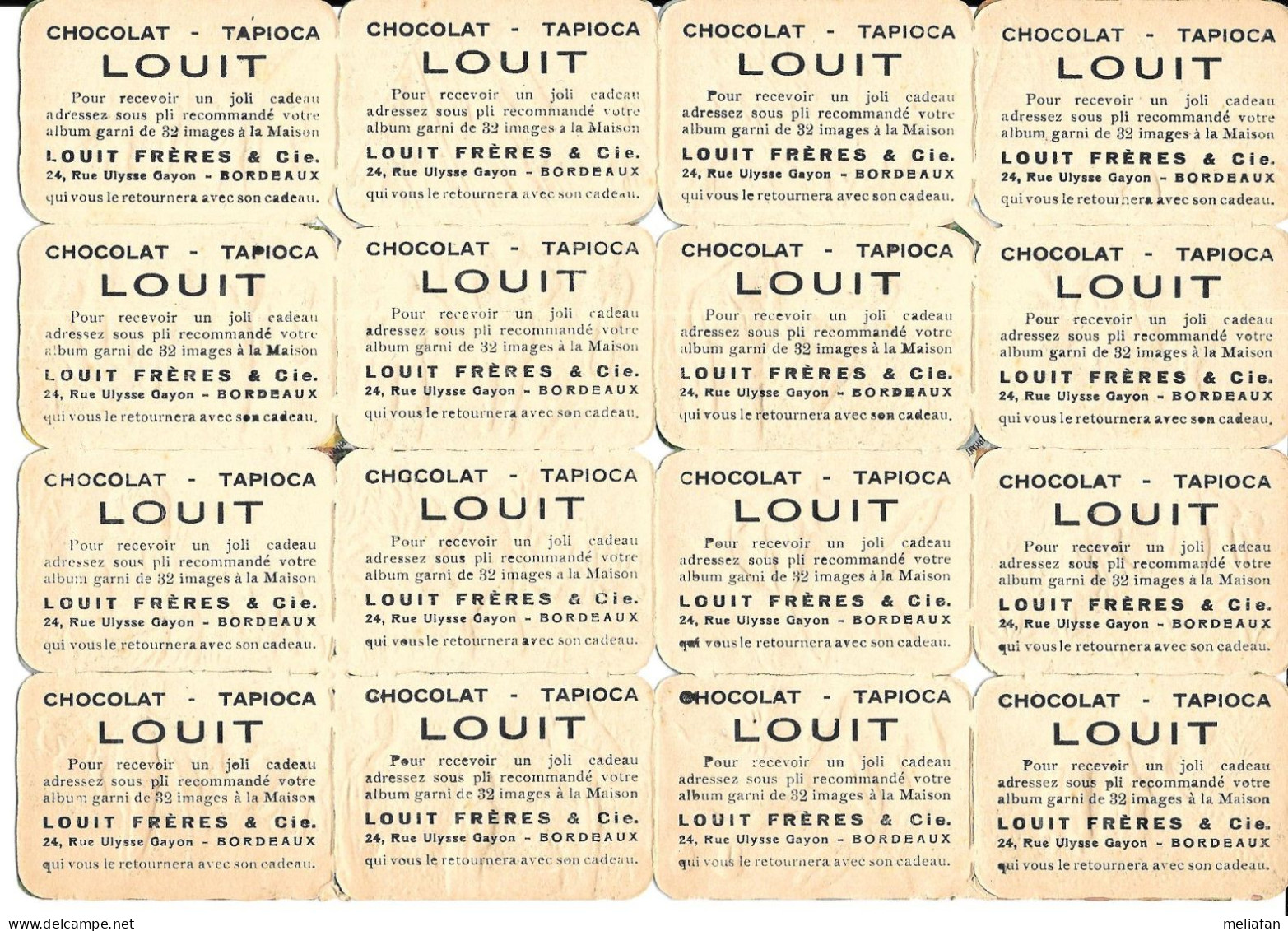 AN05 - PLANCHE IMAGES GAUFREES CHOCOLAT LOUIT - PRODUITS COLONIAUX - Autres & Non Classés