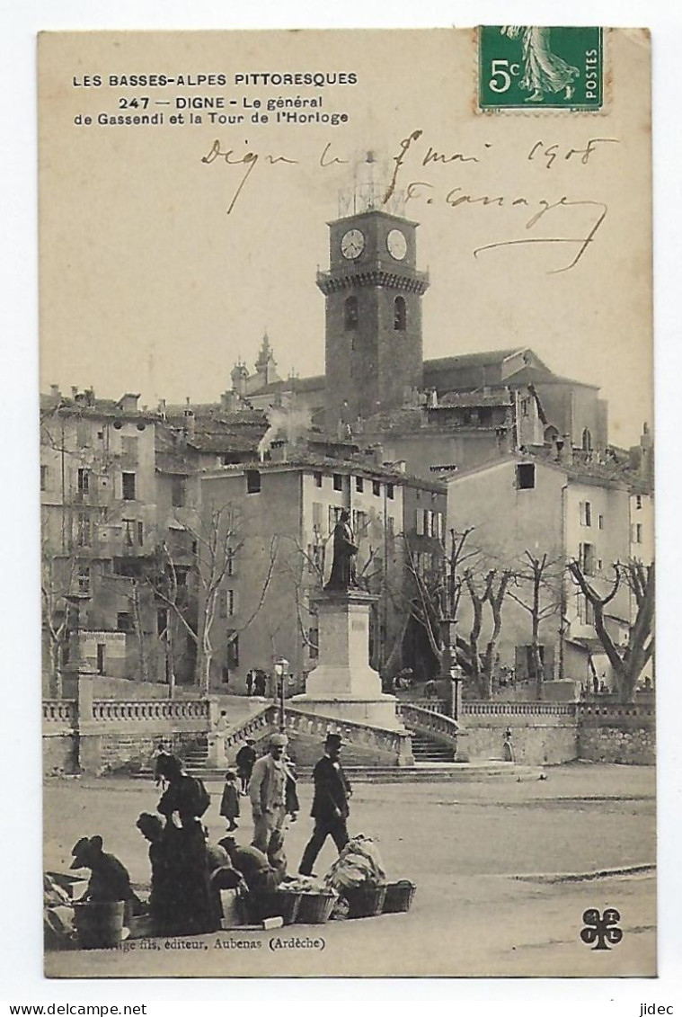 CPA 04 Digne Les Bains Le Général De Gassendi Et Tour Marché ? Mezel Aiglun Malijai Les Mées Barrême Le Brusquet Marcoux - Digne