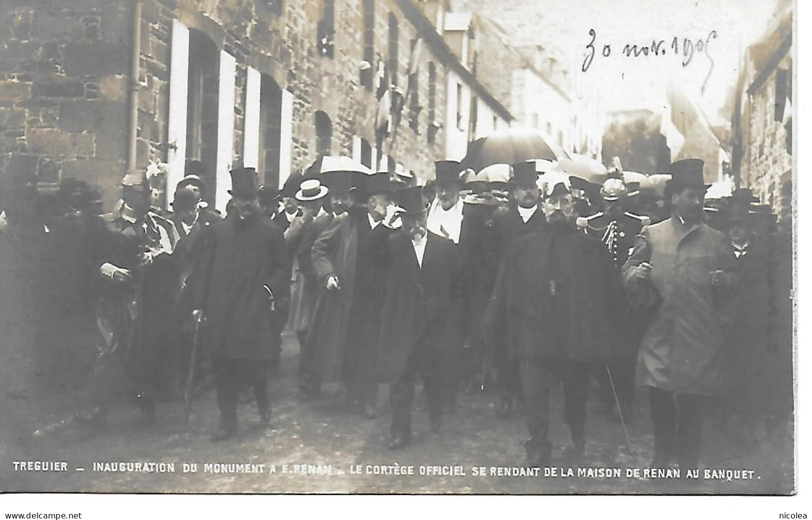 22 - TREGUIER - Inauguration Monument D' Ernest Ronan - Le Cortège Officiel Se Rendant De La Maison De Renan Au Banquet - Tréguier