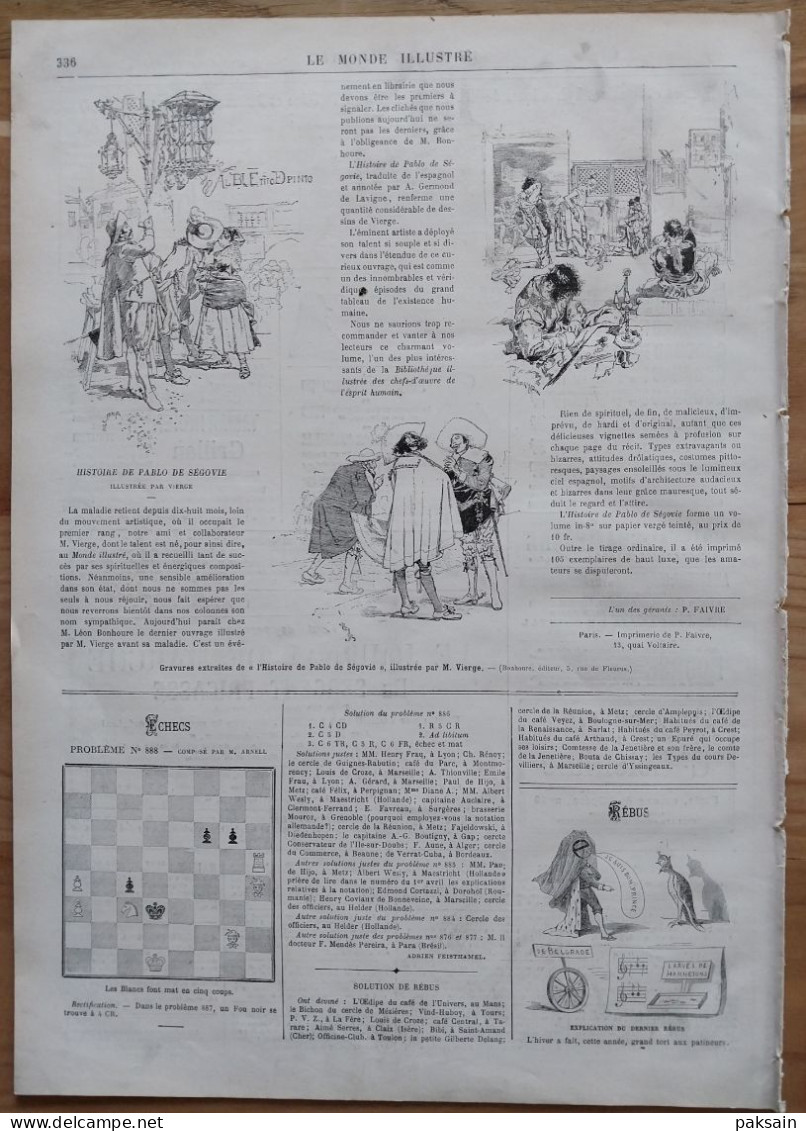 Le Monde illustré 1882 Escrime à Paris - Russie / Cavalcade à Berne Suisse / irrigation Egypte