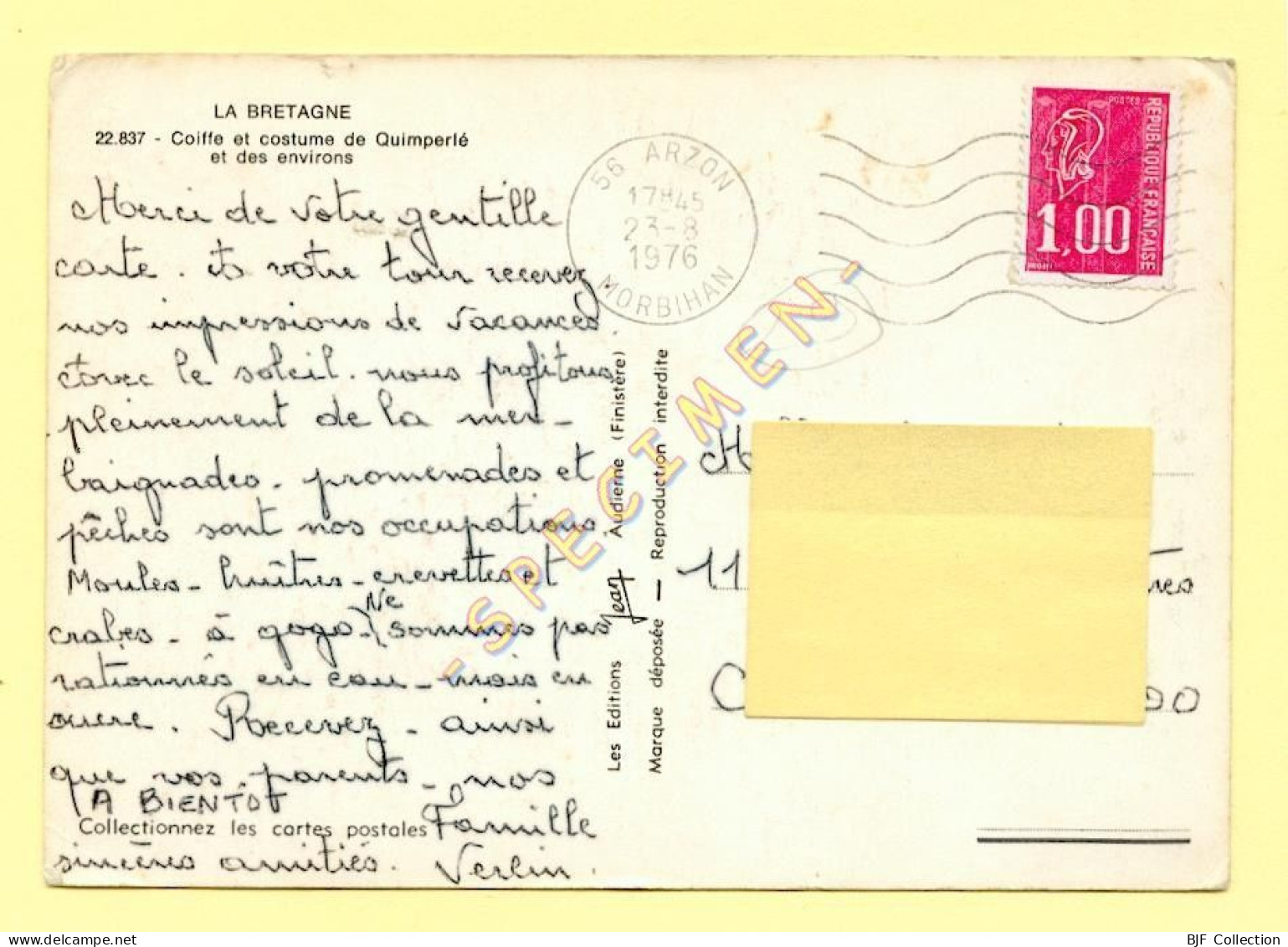 29. CPSM - Coiffe Et Costume De Quimperlé Et Des Environs (animée) (voir Scan Recto/verso) - Quimperlé