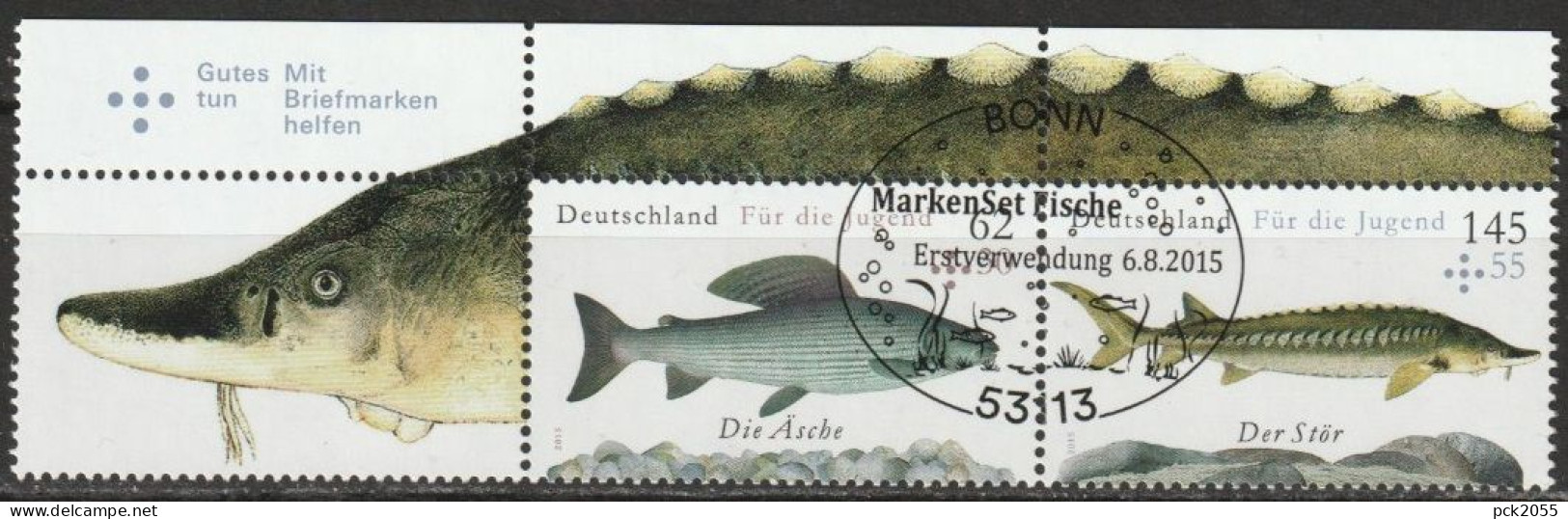 Deutschland  2015 Aus H-Blatt 49 Mit Mi-Nr.3169+3171 W125 Süßwasserfische O Gestempelt ESST. ( EK32/2 ) - Se-Tenant
