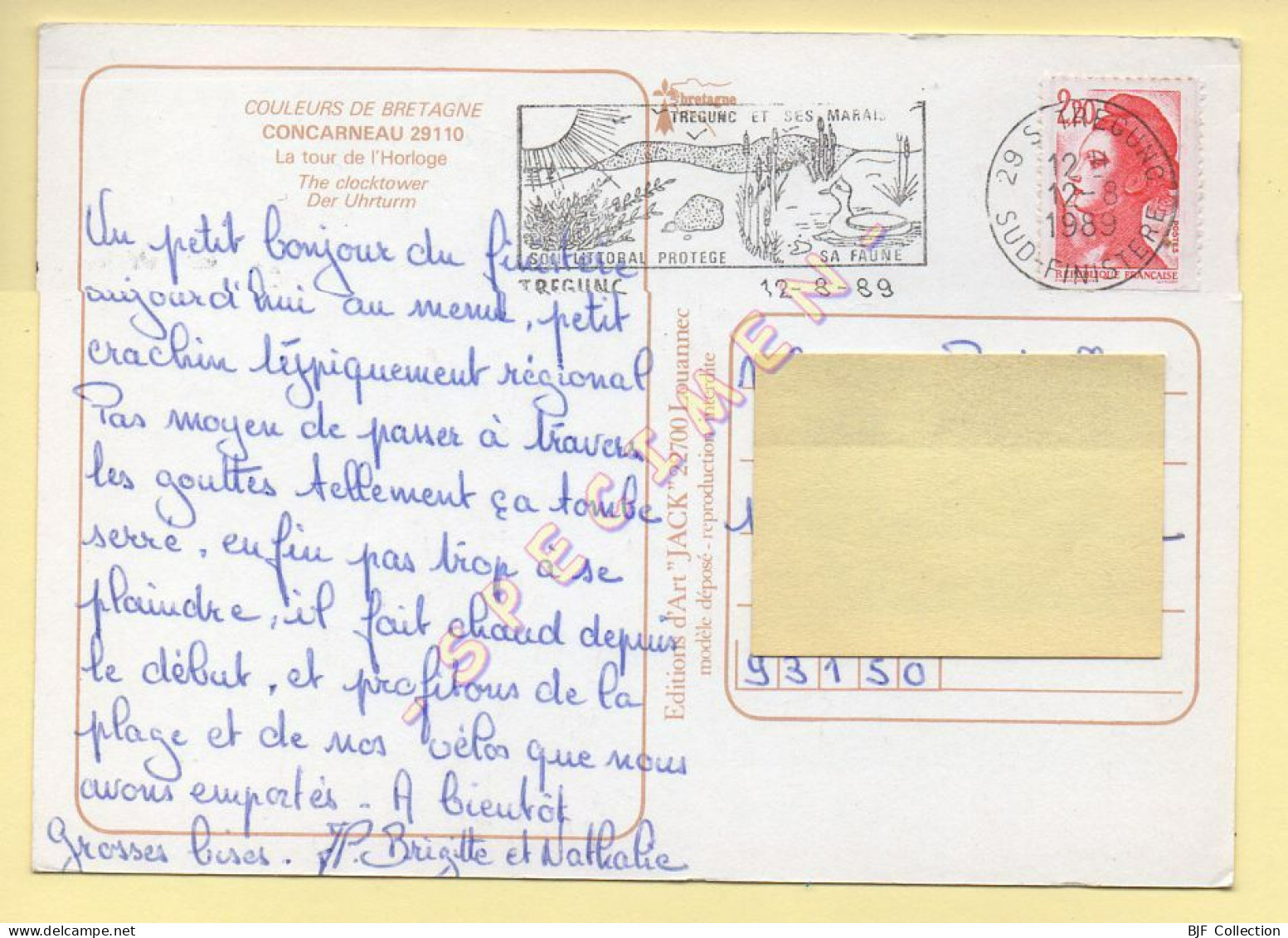 29. CONCARNEAU – La Tour De L'Horloge (voir Scan Recto/verso) - Concarneau