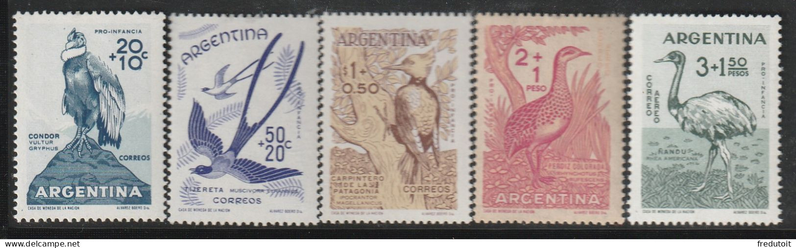 ARGENTINE - N°613/5+P.A.N°65/6 ** (1960) Oiseaux - Unused Stamps