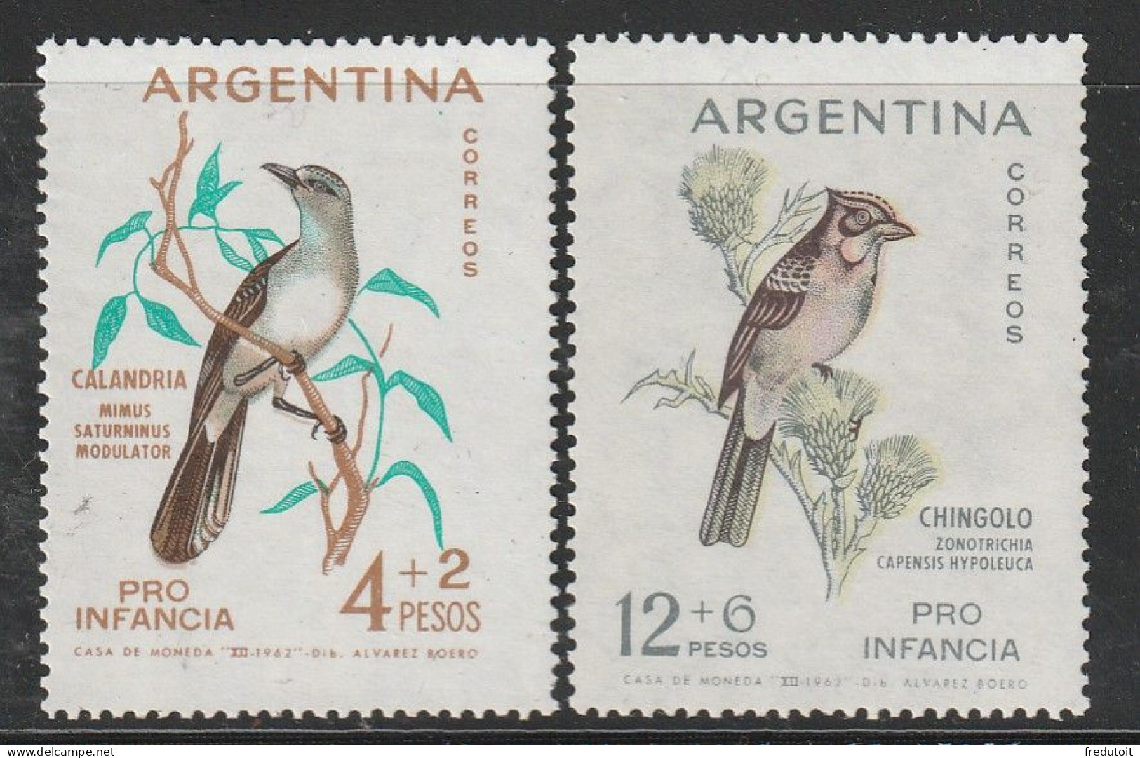 ARGENTINE - N°663/4 ** (1962) Oiseaux - Unused Stamps