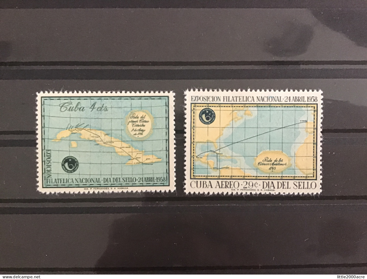 Cuba 1958 Stamp Day Mint SG 864-5 Sc 593 + C180 - Unused Stamps