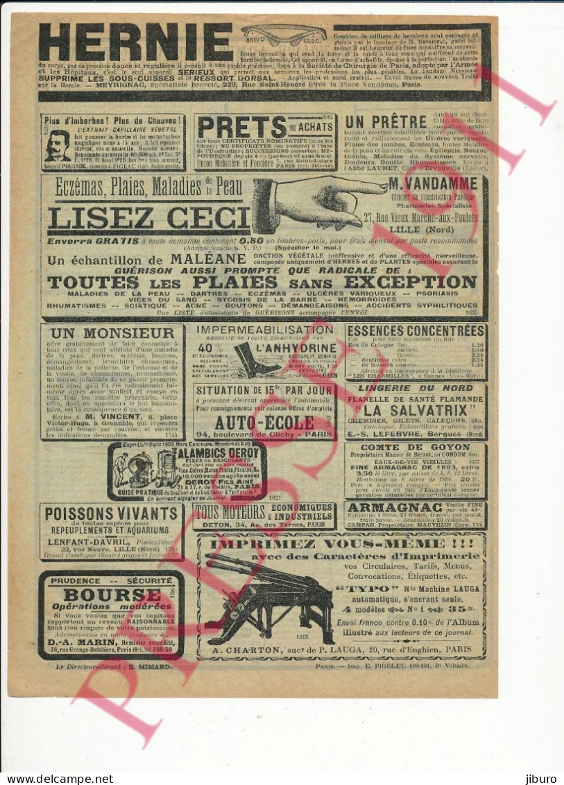 Publicité 1911 Outillage Outil De Charpentier Herminette Essette Marteau Compas Besaigüe  Tire-clous Couvreur Métier - Advertising