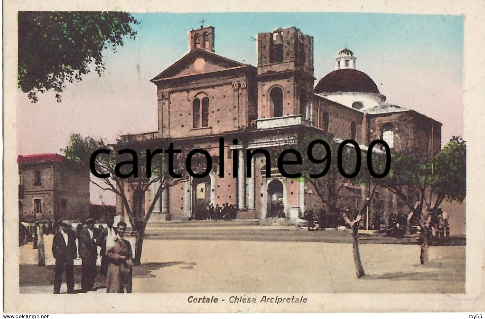 Calabria-catanzaro-cortale Piazza Italia Chiesa Arcipretale Di S.maria Maggiore Animata Veduta Anni 40 (f.piccolo) - Autres & Non Classés