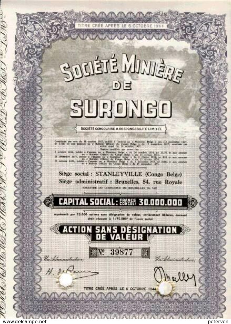 Congo Belge: Société Minière De SURONGO - Afrique