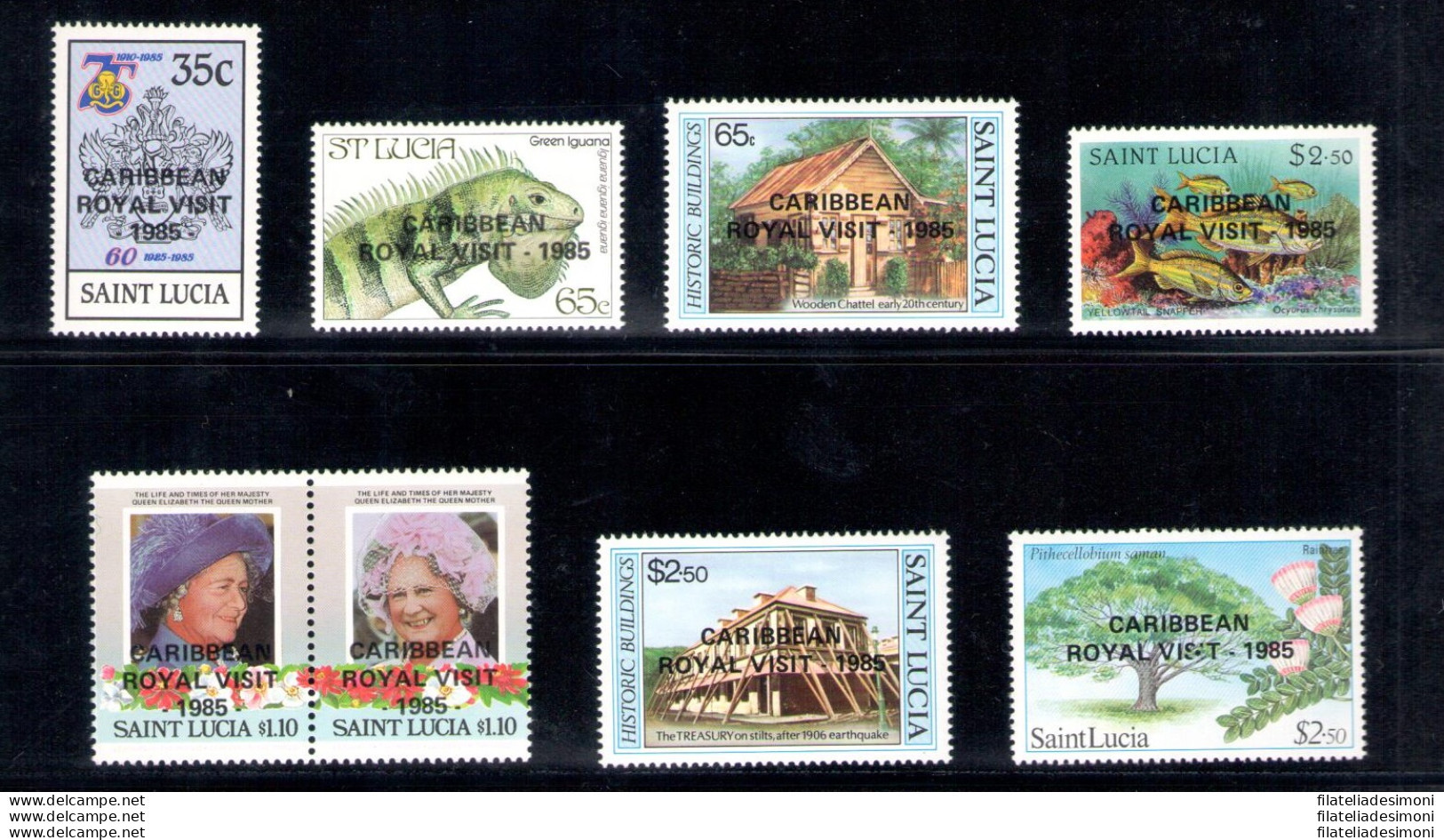 1985 ST. Lucia - Visita Elisabetta II Nei Caraibi - Serie Di 8 Valori - Yvert Tellier N . 783-90 - Il 790 Ha Una Bella V - Andere & Zonder Classificatie