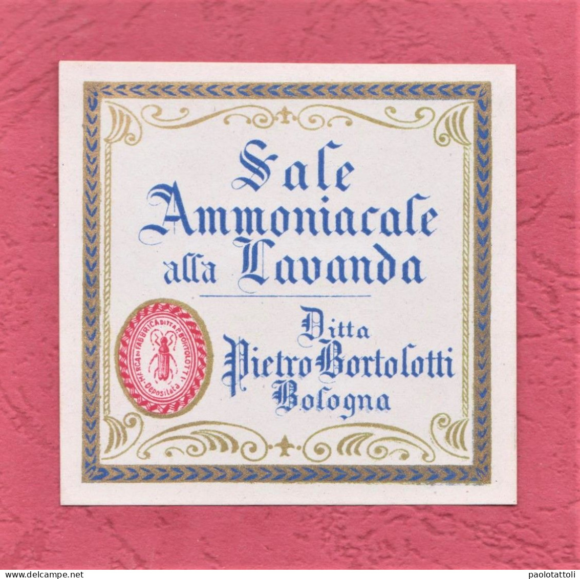 Etiquettes Parfume, Parfume Labes, Etichette Profumeria Pietro Bortolotti-Sale Ammoniacale Alla Lavanda. 56x 54mm - Labels