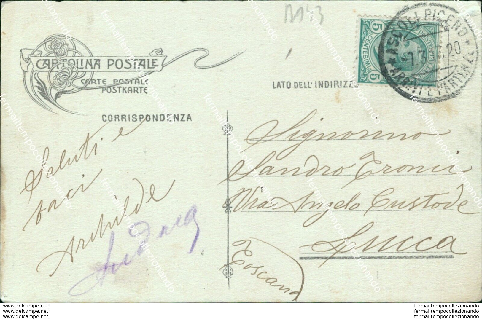 Ba43 Cartolina Ascoli Piceno Citta' Corso Vittorio Emanuele 1920 - Ascoli Piceno