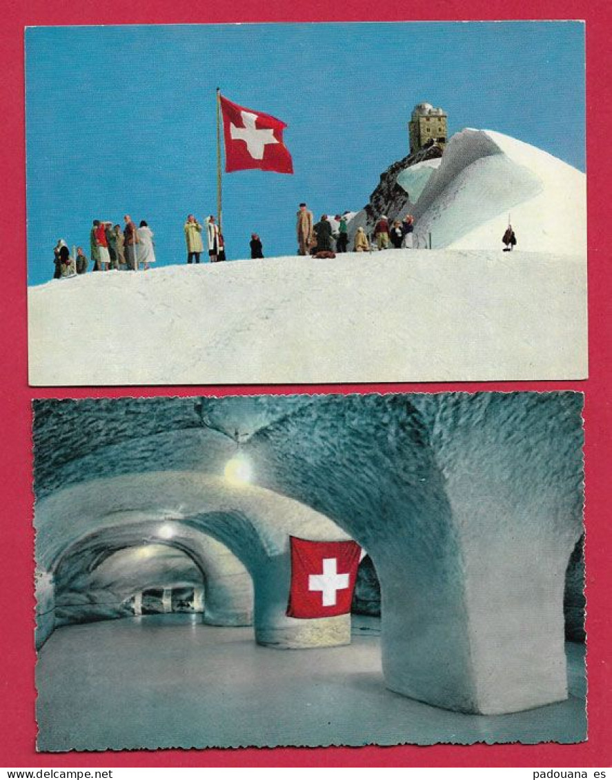 AD466 BERNE SUISSE JUNGFRAUJOCH OBSERVATOIRE METEO  DRAPEAU SUISSE 2 CPM - Bern