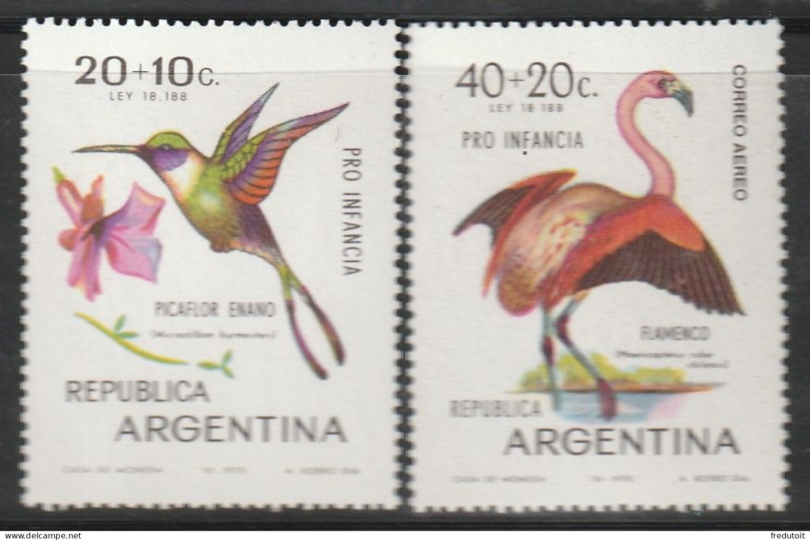 ARGENTINE - N°862+PA N°130 ** (1970) Oiseaux - Unused Stamps