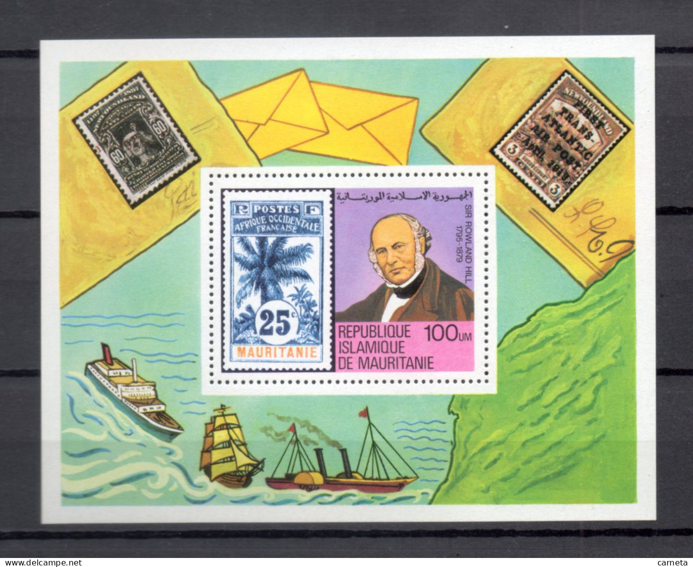 MAURITANIE  BLOC  N° 24   NEUF SANS CHARNIERE   COTE 7.50€    ROWLAND HILL TIMBRE SUR TIMBRE BATEAUX - Mauritanie (1960-...)