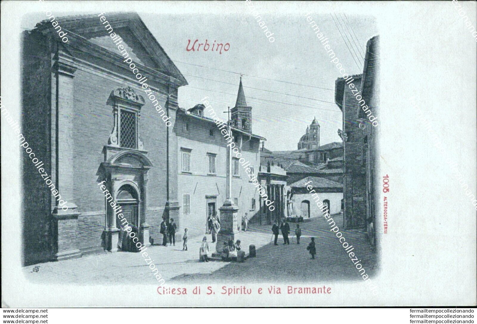 Ba147 Cartolina Urbino Chiesa Di S,spirito E Via Bramante Marche Inizio 900 - Urbino