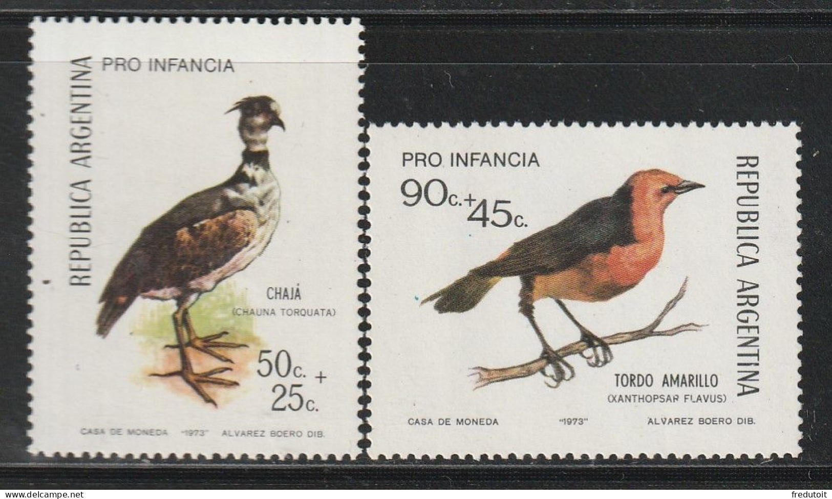 ARGENTINE - N°941/2 ** (1973) Oiseaux - Unused Stamps