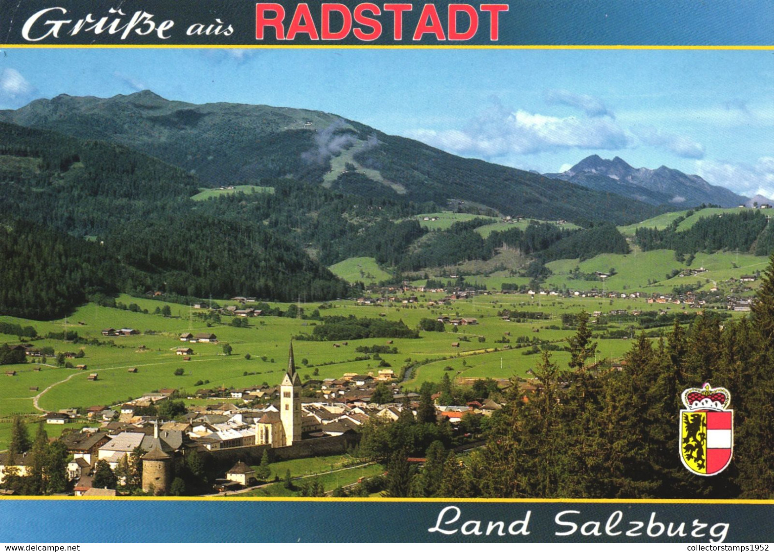 RADSTADT, ARCHITECTURE, CHURCH, EMBLEM, MOUNTAIN, PANORAMA, AUSTRIA, POSTCARD - Radstadt