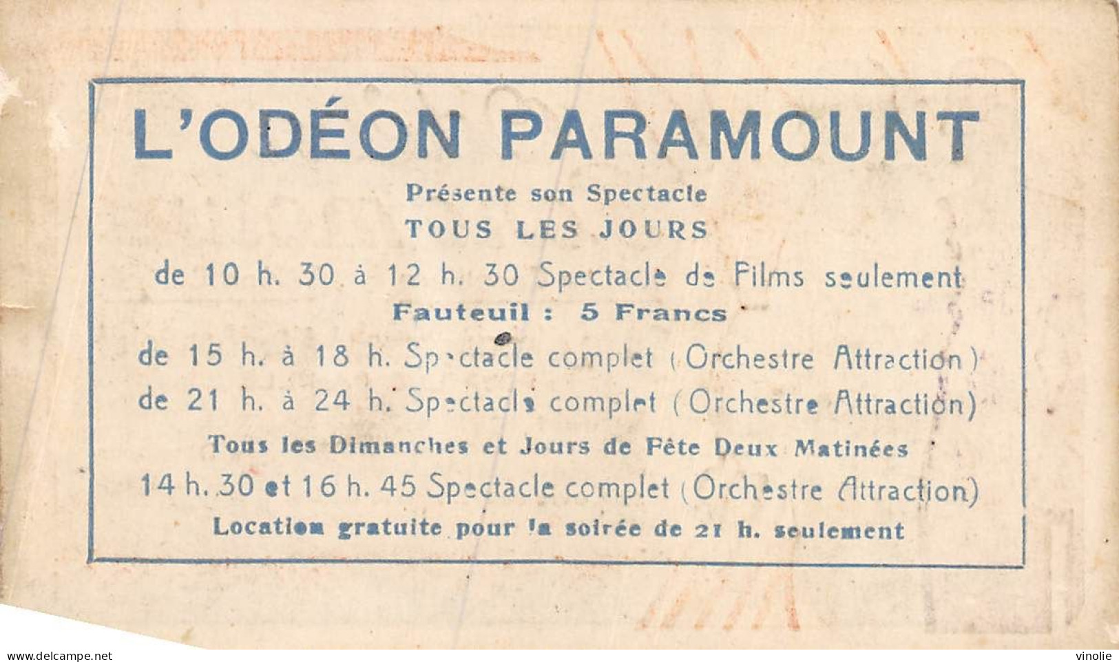 P-24-Mi-Is-2068 : CARTE VISITE MARSEILLE ODEON PARAMOUNT. 162 LA CANEBIERE CARTE ABONNEMENT CINEMA 1931 - Non Classés