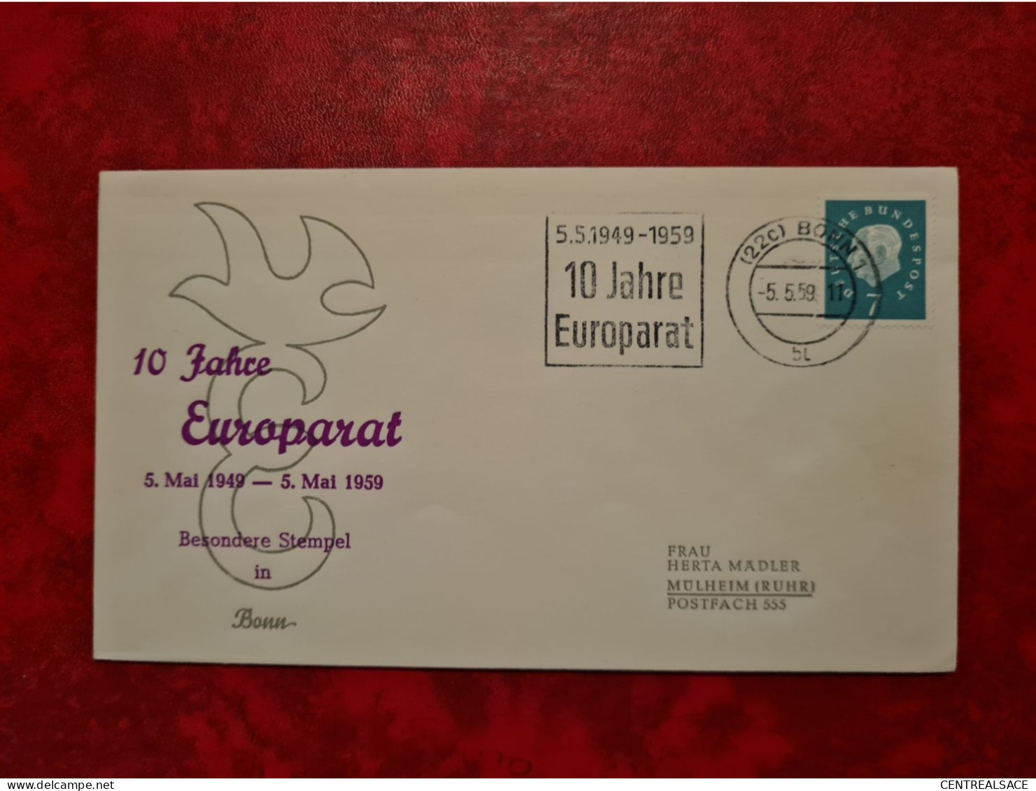 Lettre Allemagne 1959 EUROPARAT 10 JAHRE BONN BESON?DERE STEMPEL - Autres & Non Classés
