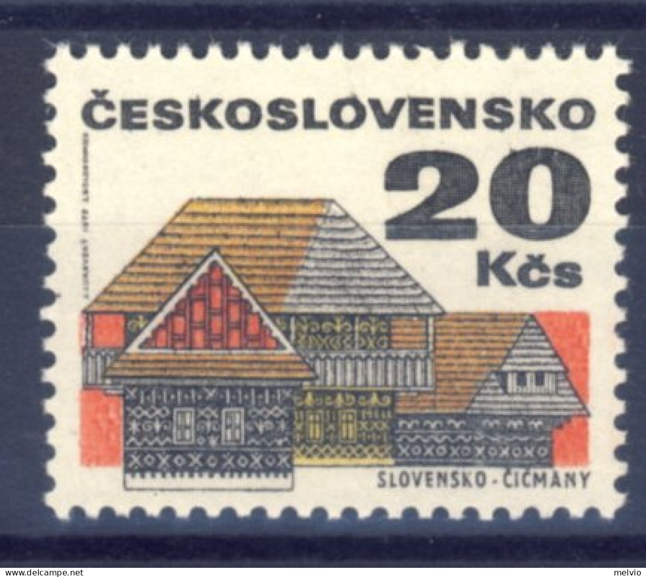 1972-Cecoslovacchia (MNH=**) Alto Valore 20 Kcs Antico Edificio - Andere & Zonder Classificatie