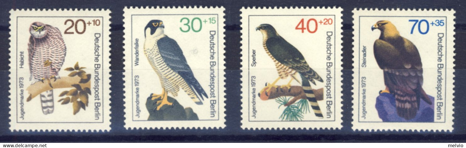 1973-Germania (MNH=**) Serie 4 Valori Uccelli Rapaci - Unused Stamps