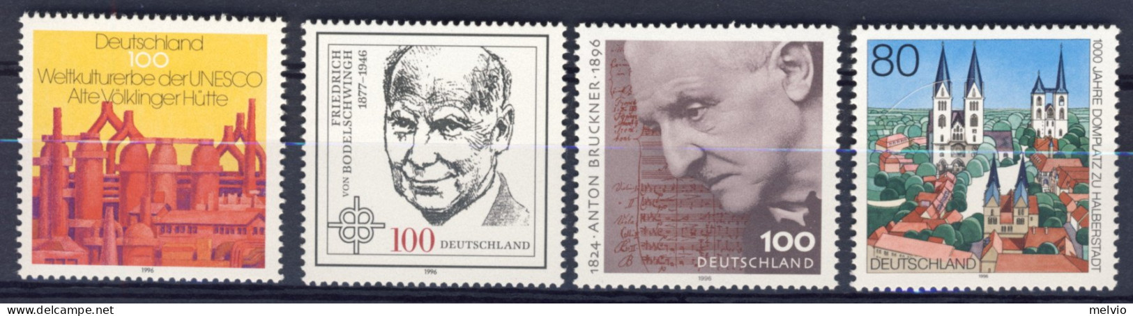 1996-Germania (MNH=**) Quattro Serie 4 Valori Sottofacciale - Sonstige & Ohne Zuordnung