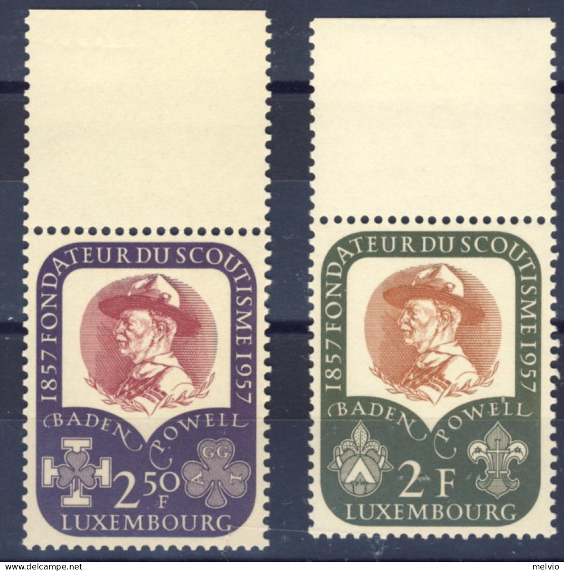 1957-Lussemburgo (MNH=**) Serie 2 Valori Centenario Della Nascita Di Baden Powel - Sonstige & Ohne Zuordnung