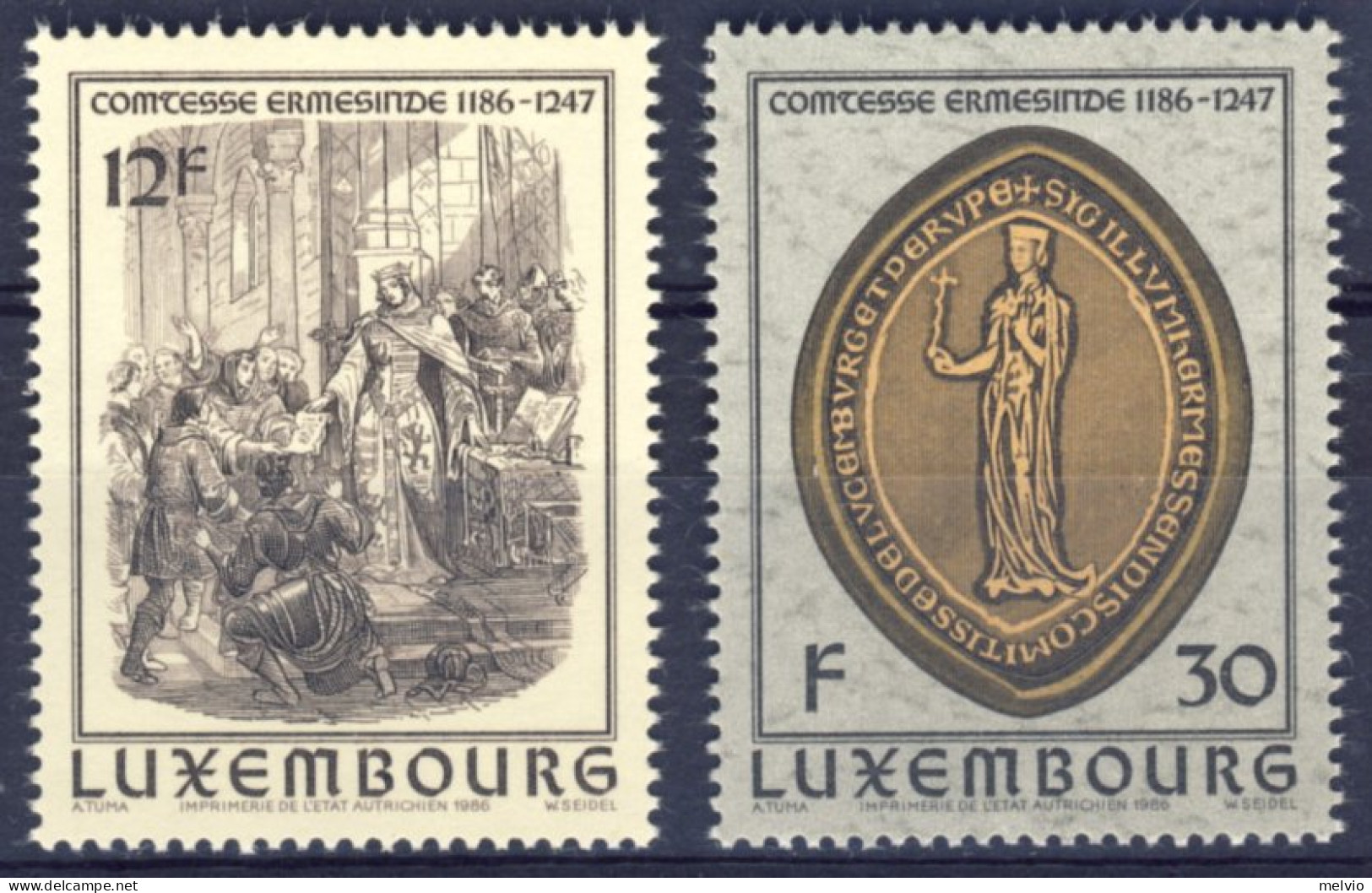 1986-Lussemburgo (MNH=**) Serie 2 Valori Centenario Della Nascita Di Ermesinda - Andere & Zonder Classificatie