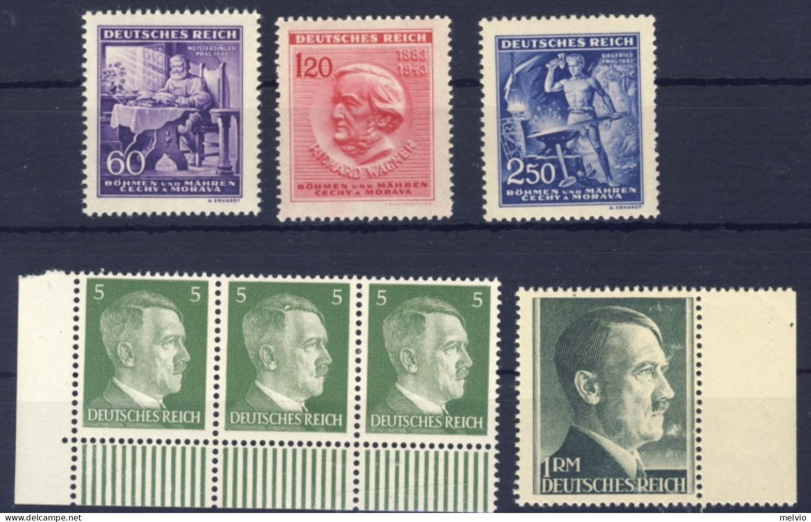 1930/40-Germania (MNH=**) Terzo Reich Lotticino Di 7 Valori - Neufs