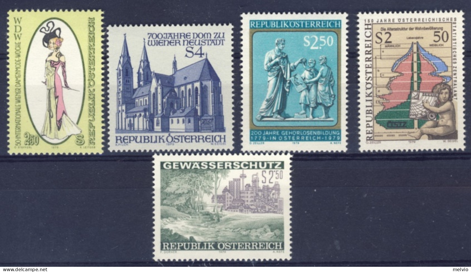 1979-Austria (MNH=**) Lotticino Di 5 Valori - Autres & Non Classés