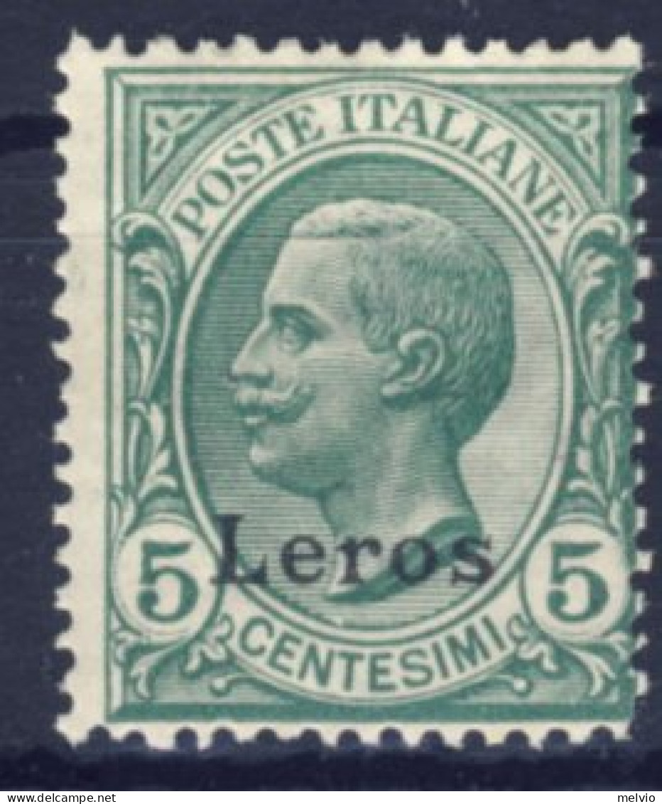 1912-Lero (MNH=**) 5c. Effige Vittorio Emanuele Catalogo Sassone Euro 25 - Aegean (Lero)