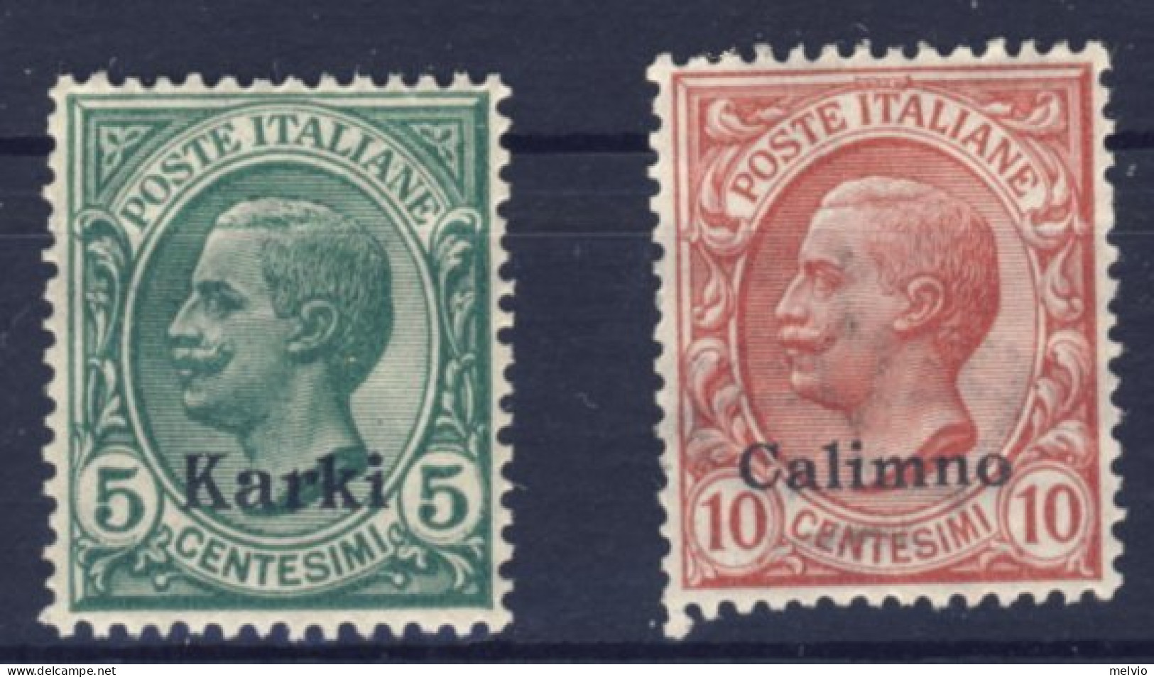 1912-Carchi Calimno (MNH=**) 5c.+10c. Effige Vittorio Emanuele Catalogo Sassone  - Egée (Calino)