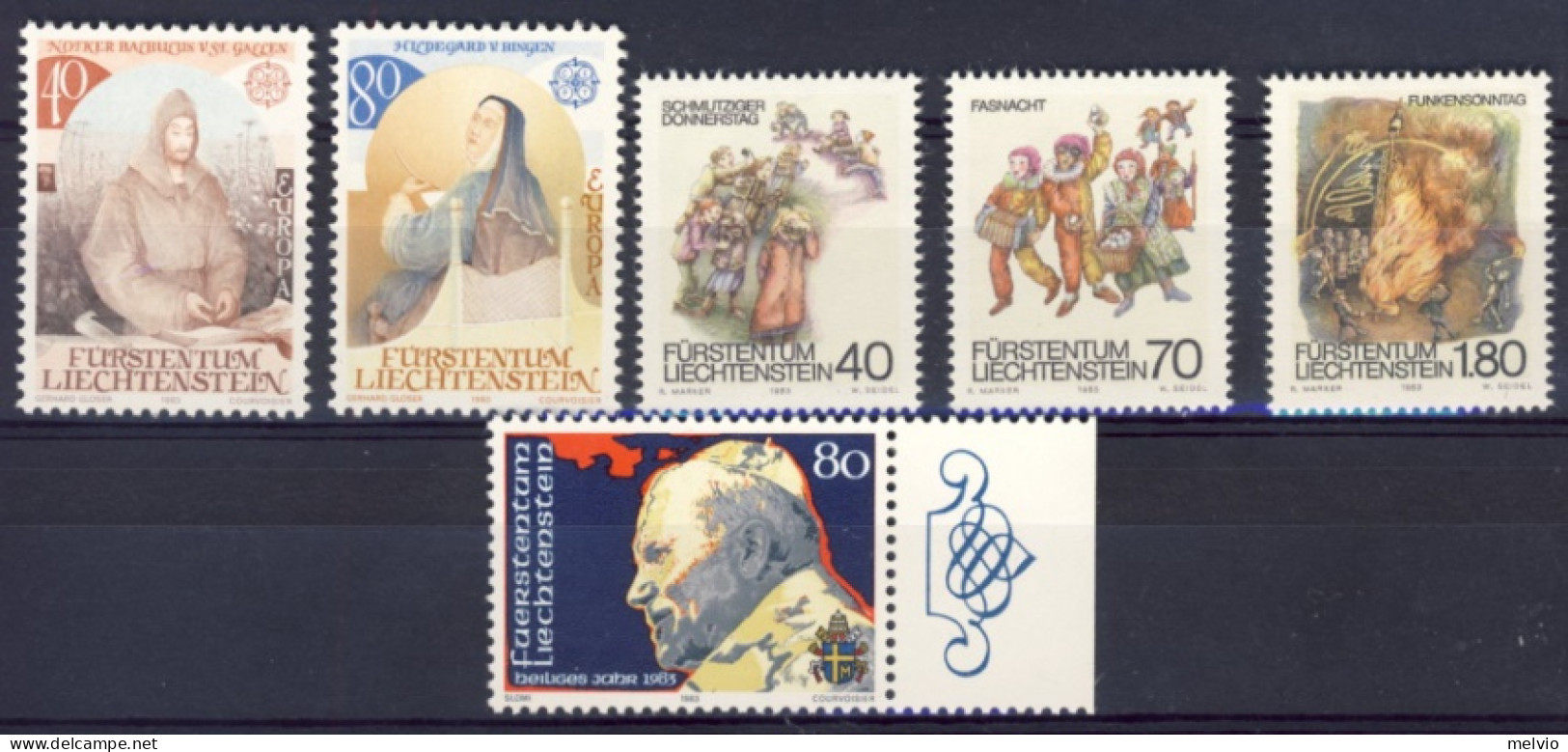 1983-Liechtenstein (MNH=**) 3 Serie 6 Valori Europa,costumi Di Carnevale,anno Sa - Ungebraucht