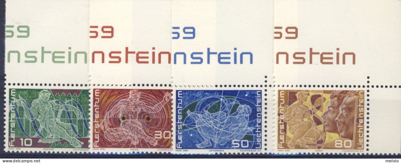 1969-Liechtenstein (MNH=**) Serie 3 Valori Disegni Simbolici - Other & Unclassified