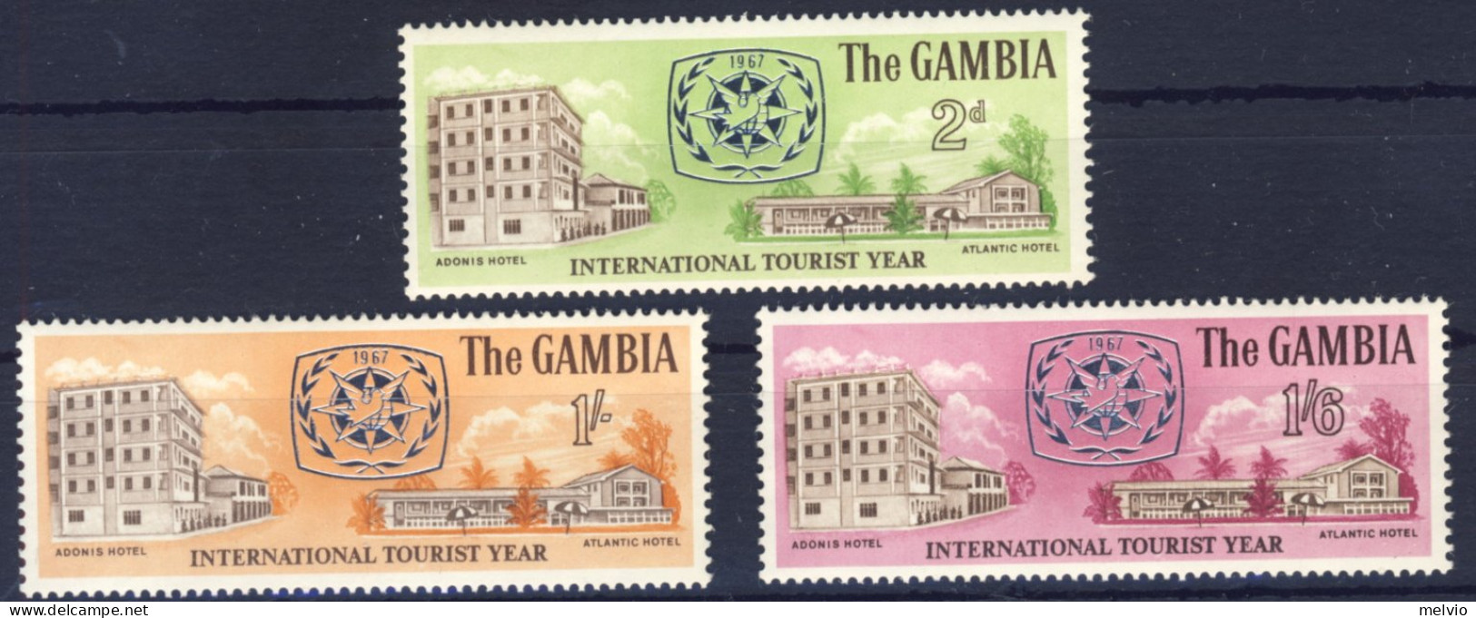 1967-Gambia (MNH=**) Serie 3 Valori Anno Internazionale Del Turismo - Gambie (1965-...)