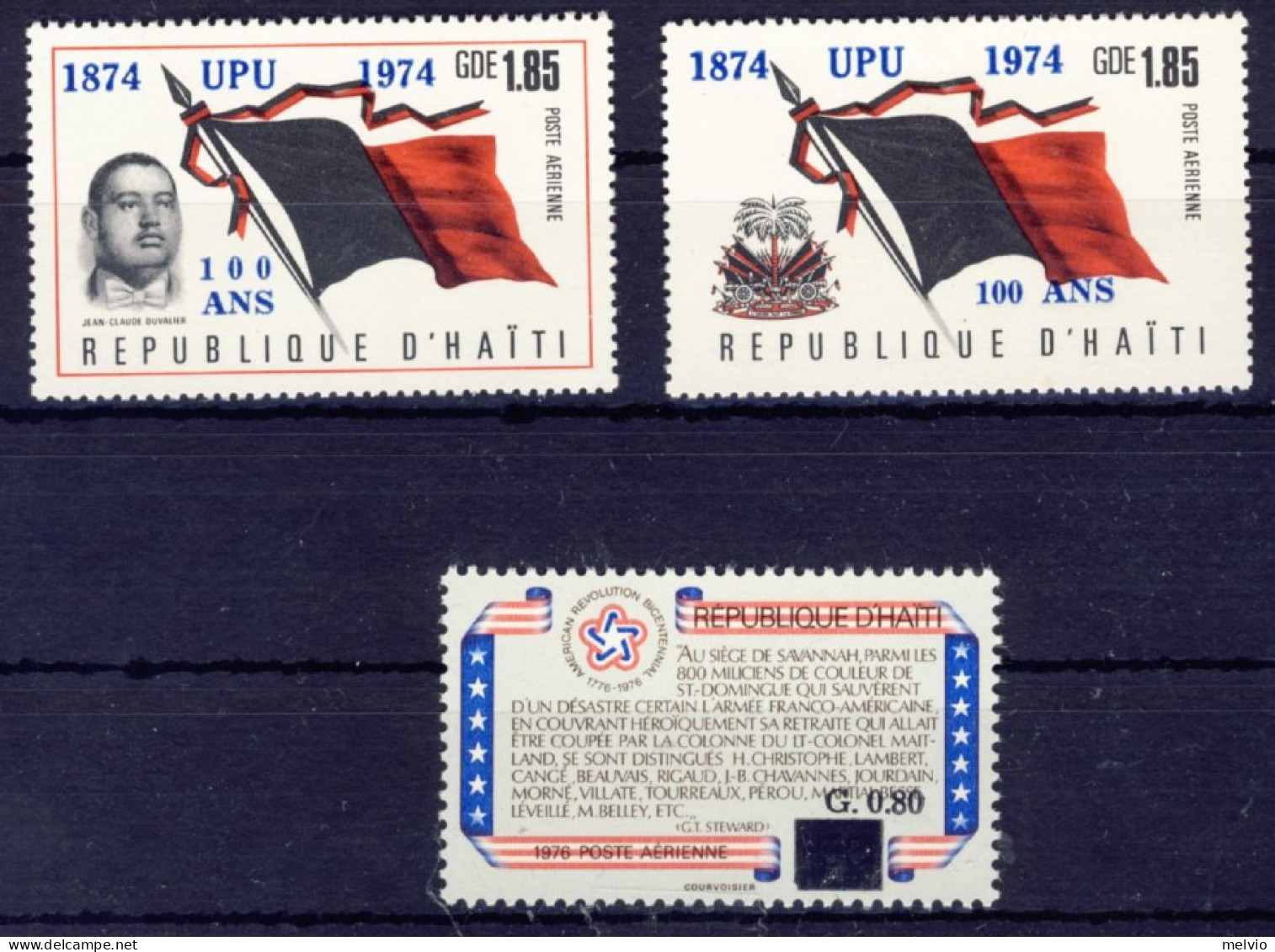 1974/76-Haiti (MNH=**) 2 Serie 3 Valori UPU,bicentenario USA - Haïti