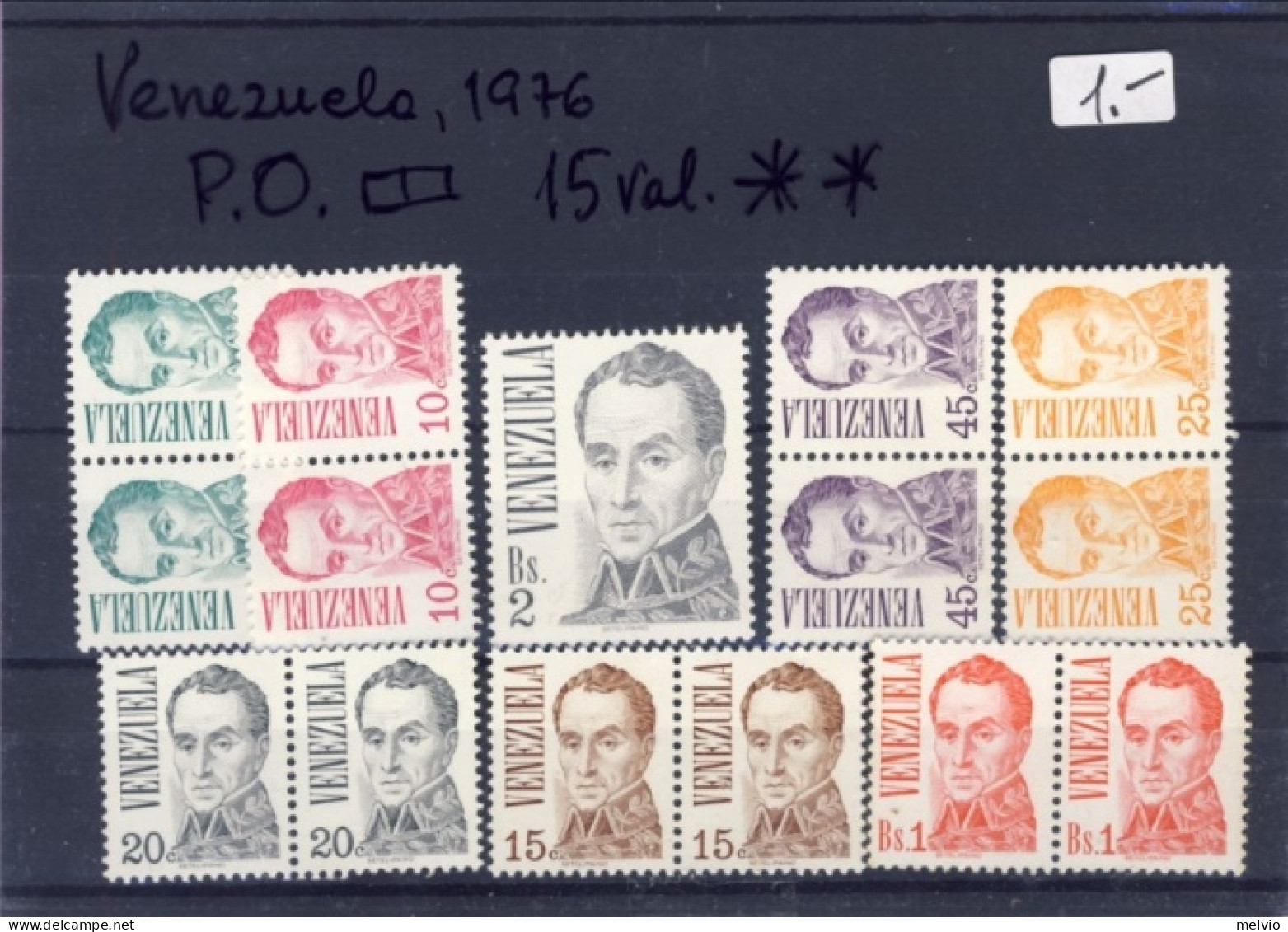 1976-Venezuela (MNH=**) Lotto Di 15 Valori Bolivar - Venezuela